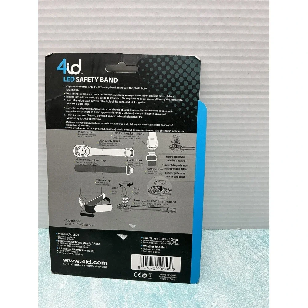 4ID PowerArmz LED Safety Arm Band Blue LED Light NEW‎